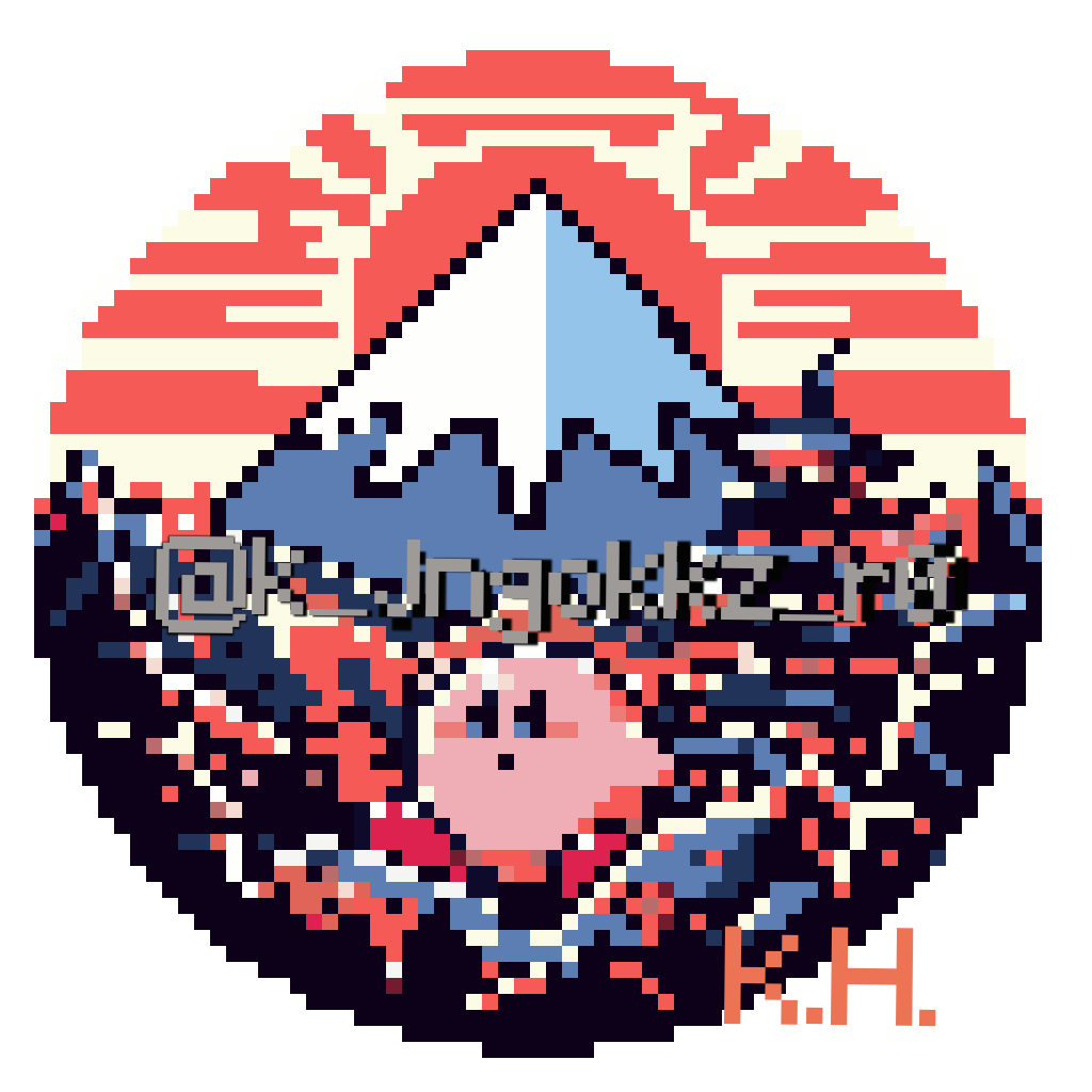 Kirby in front of mountain
